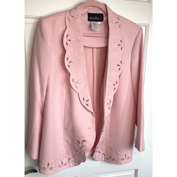 Vintage Women's Embroidered Blazer Size 18P Nautical Feminine Girly Eyelet Boho - Picture 9 of 10